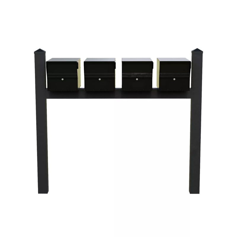 Whitehall Quad Mount MailVault Mailbox Rack with Pyramid Caps (4 Mailboxes, Quad Mount Rack with MailVault Hardware)