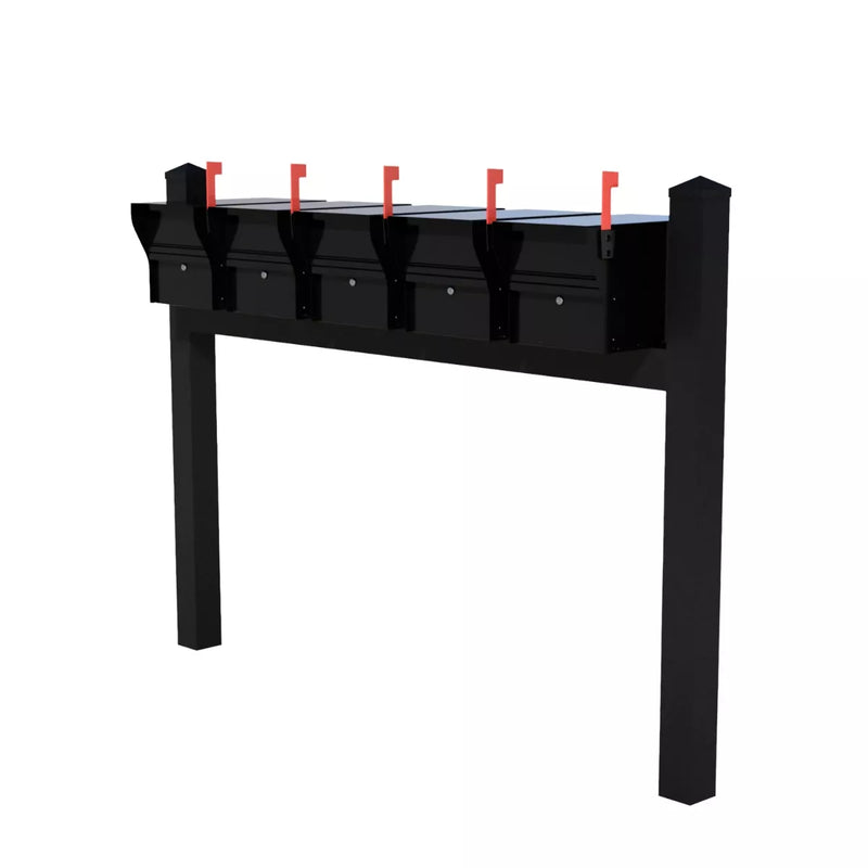 Whitehall Quint Mount MailVault Mailbox Rack with Pyramid Caps (5 Mailboxes, Quint Mount Rack with MailVault Hardware)