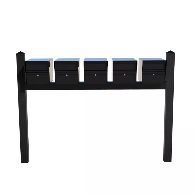 Whitehall Quint Mount MailVault Mailbox Rack with Pyramid Caps (5 Mailboxes, Quint Mount Rack with MailVault Hardware)