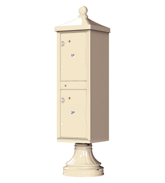 Florence Cluster Mailbox CBU with 2 Parcel Lockers, Decorative Finial and Pedestal Included