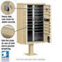 Salsbury 3316-U 16 Door Cluster Mailbox Premium Package with Pedestal and Installation Hardware