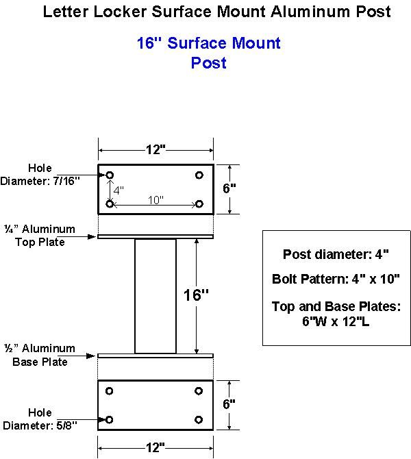 16" Aluminum Surface Mount Post For Supreme