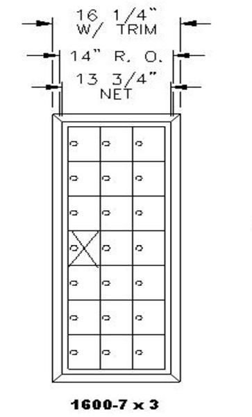 7 Doors High x 3 Doors (20 Tenants) 1600 Front-Load Private Distribution Mailbox in Anodized Aluminum Finish