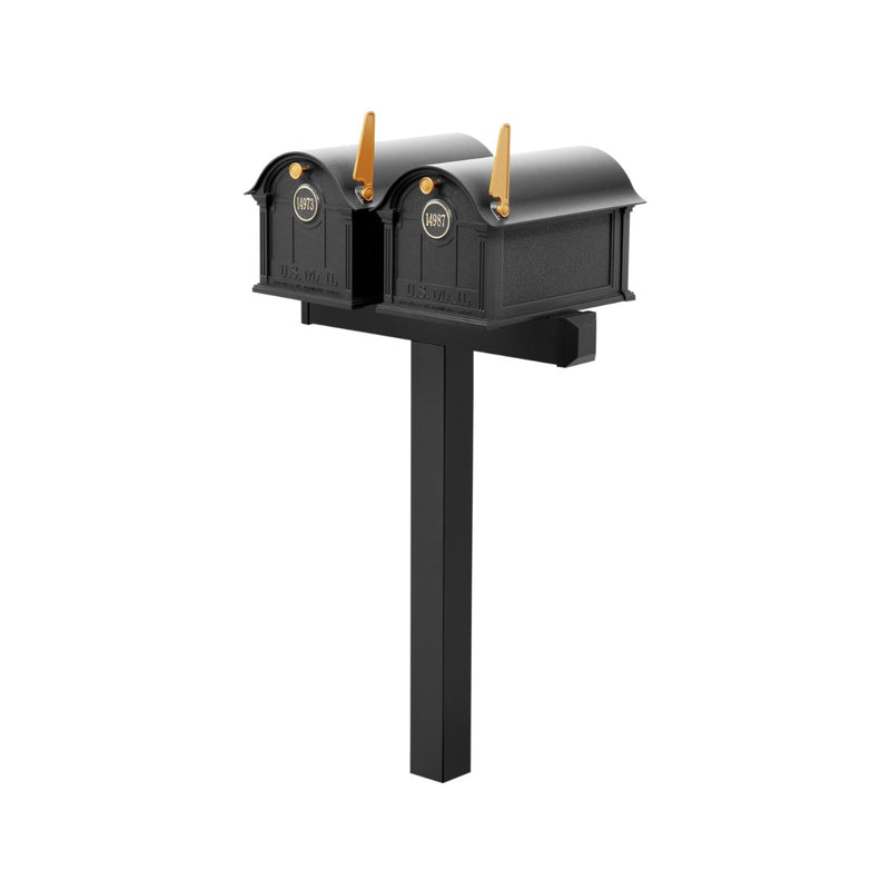 Balmoral Duo Mount Mailbox Set with Personalized Door Medallions – Available in Black, Bronze, and White