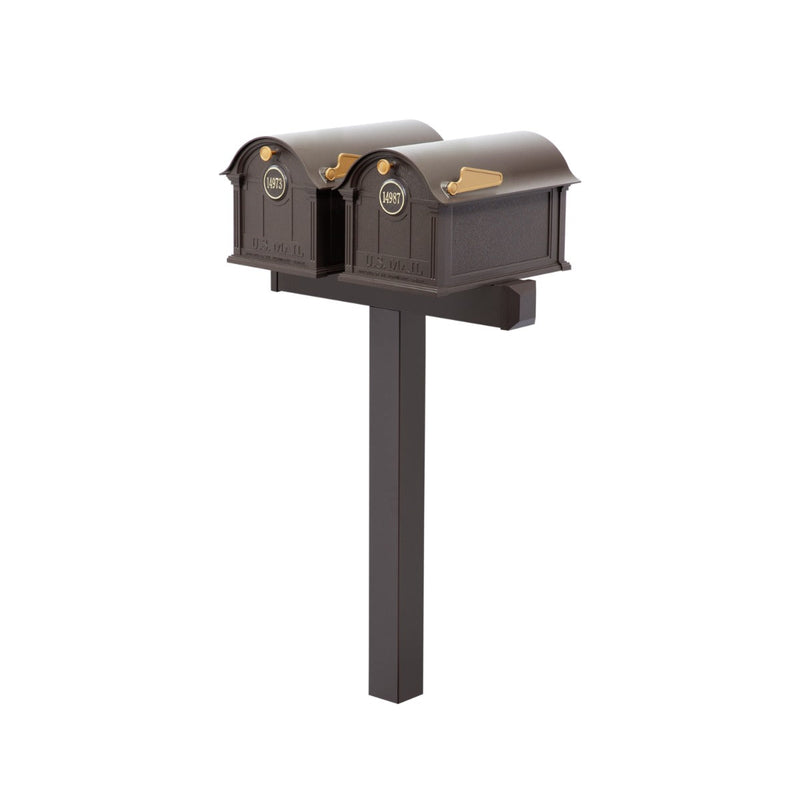 Balmoral Duo Mount Mailbox Set with Personalized Door Medallions – Available in Black, Bronze, and White