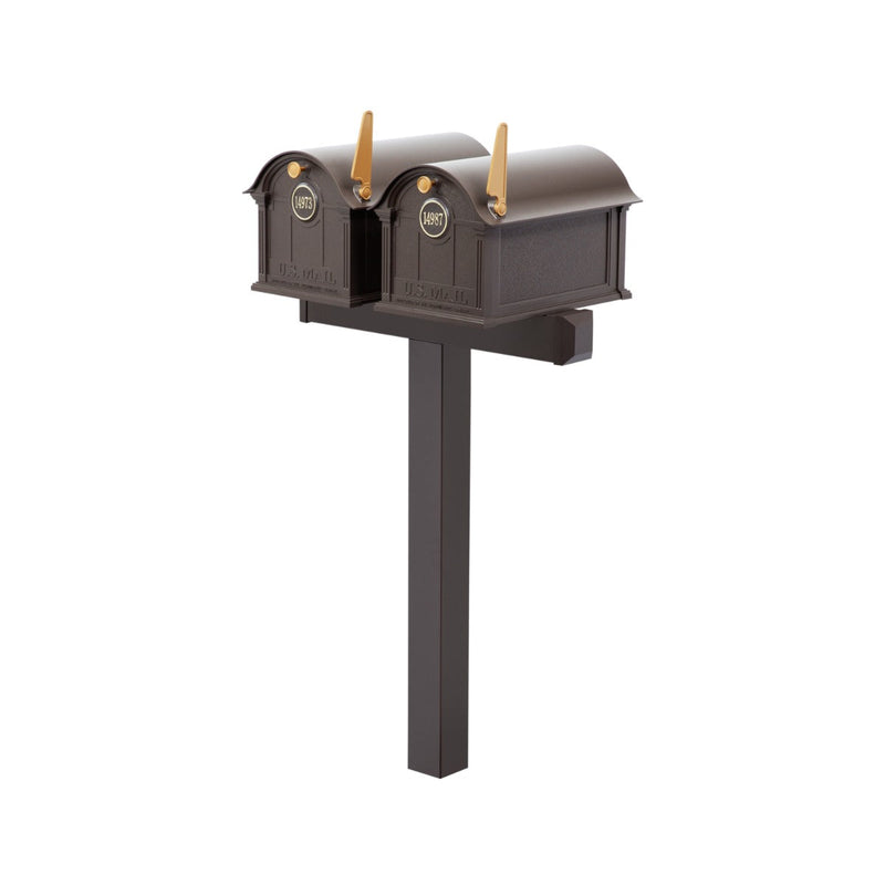 Balmoral Duo Mount Mailbox Set with Personalized Door Medallions – Available in Black, Bronze, and White