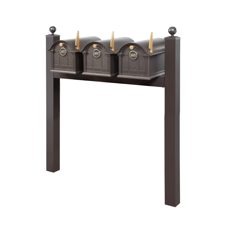Balmoral Triple Mount Mailbox Set with Personalized Door Medallions & Ball Finials – Available in Black, Bronze, and White