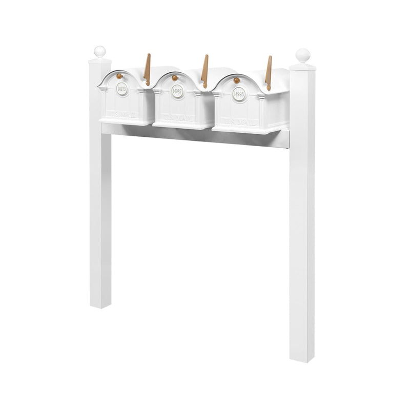 Balmoral Triple Mount Mailbox Set with Personalized Door Medallions & Ball Finials – Available in Black, Bronze, and White