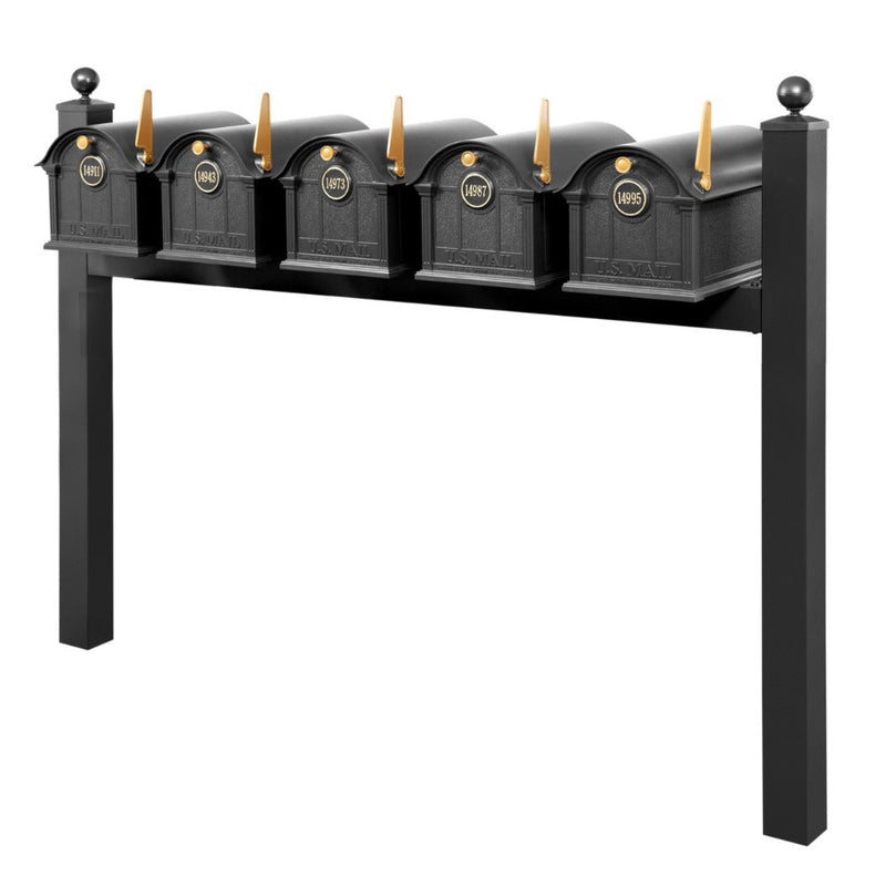 Balmoral Quint Mount Mailbox Set with Personalized Door Medallions & Ball Finials – Available in Black, Bronze, and White