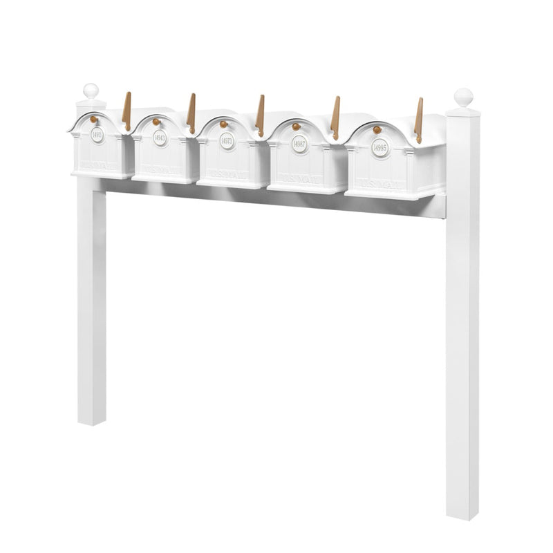Balmoral Quint Mount Mailbox Set with Personalized Door Medallions & Ball Finials – Available in Black, Bronze, and White