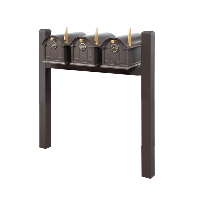 Balmoral Triple Mount Mailbox Set with Personalized Door Medallions & Cap Finials – Available in Black, Bronze, and White
