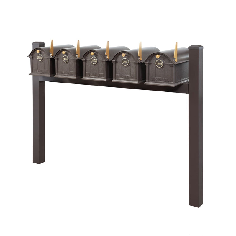 Balmoral Quint Mount Mailbox Set with Personalized Door Medallions & Cap Finials – Available in Black, Bronze, and White