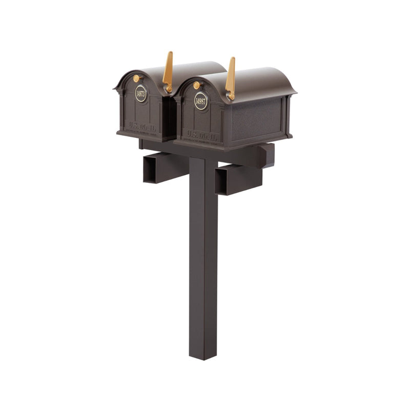 Balmoral Duo Mount Mailbox Set with Personalized Door Medallions & Newspaper Holders – Available in Black, Bronze, and White