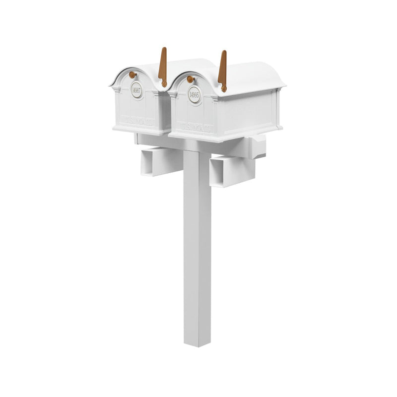 Balmoral Duo Mount Mailbox Set with Personalized Door Medallions & Newspaper Holders – Available in Black, Bronze, and White