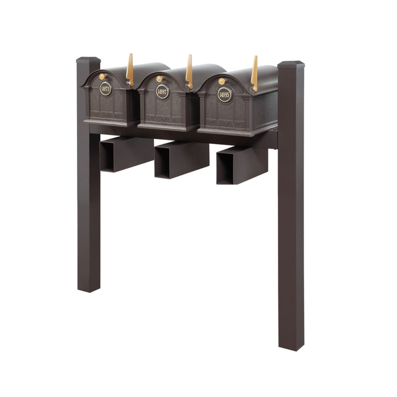 Balmoral Triple Mount Mailbox Set with Personalized Door Medallions, Newspaper Holders & Cap Finials – Available in Black, Bronze, and White