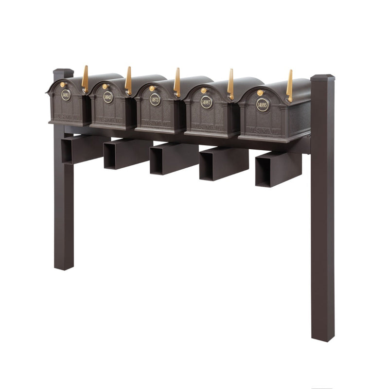 Balmoral Quint Mount Mailbox Set with Personalized Door Medallions, Newspaper Holders & Cap Finials – Available in Black, Bronze, and White