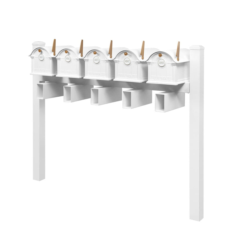 Balmoral Quint Mount Mailbox Set with Personalized Door Medallions, Newspaper Holders & Cap Finials – Available in Black, Bronze, and White