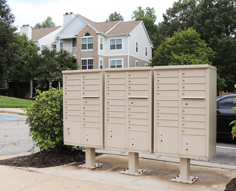 Florence 16-Door Cluster Mailbox Premium Package with Pedestal and Installation Hardware