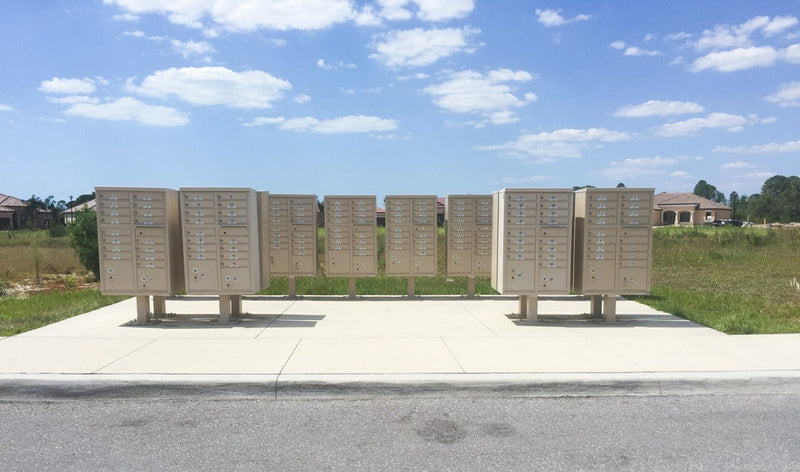 16 Door USPS Cluster Mailbox CBU with 2 Parcel Lockers, Pedestal Included