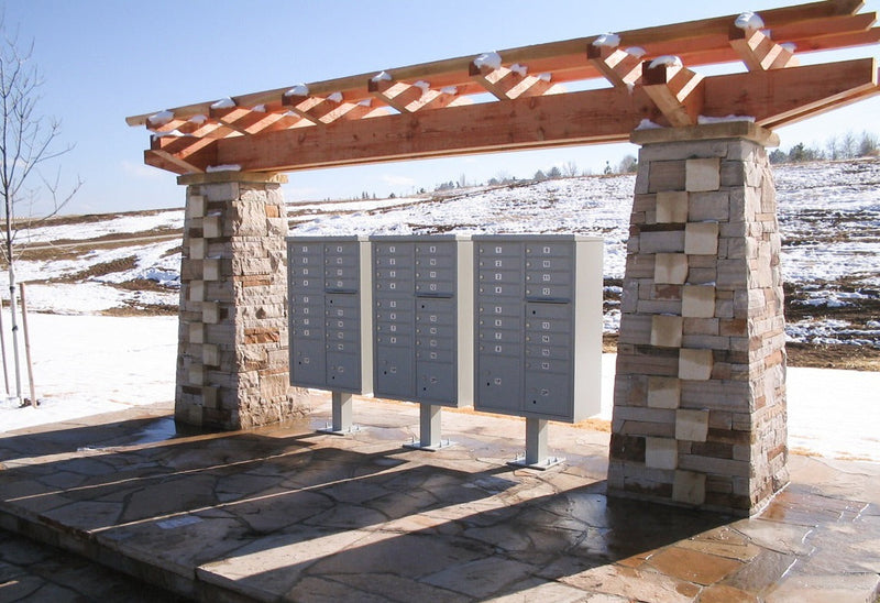 Florence 16 Door USPS Cluster Mailbox with 2 Parcel Lockers, Pedestal Included
