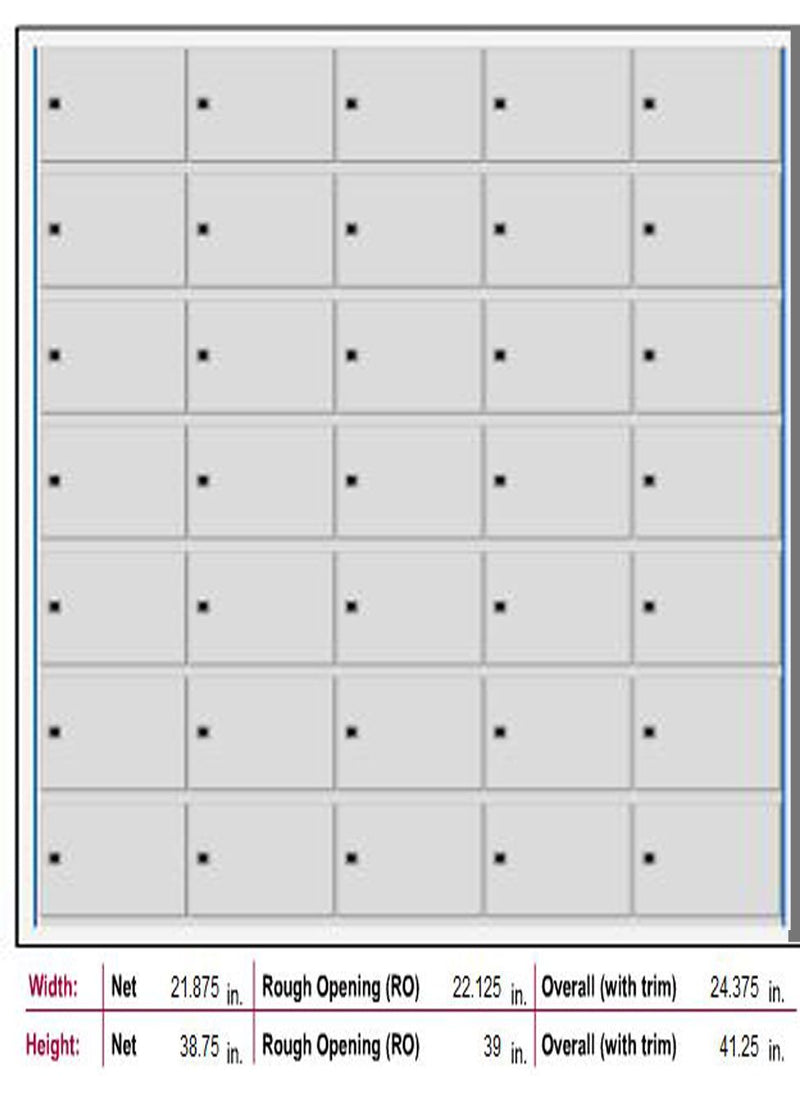 7 Doors High x 5 Doors (35 Tenants) 1700 Horizontal Mailbox Rear-Load Private Distribution in Anodized Aluminum Finish