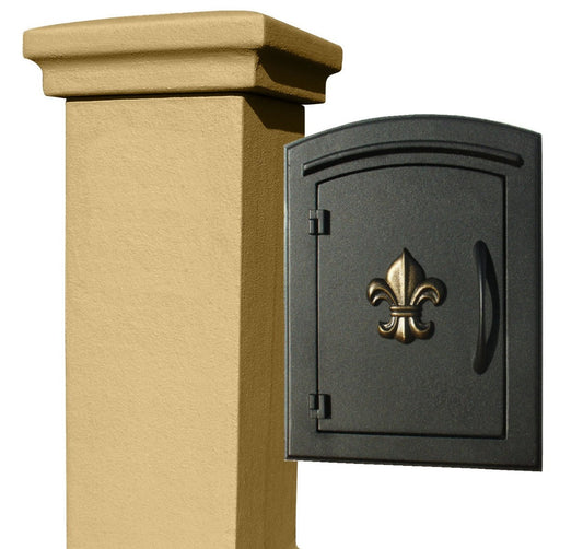Manchester Security Locking Stucco Column Mailbox with Fleur de Lis Emblem - Stucco Column Included (Choose Colors)