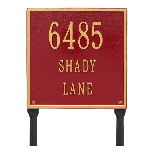 Personalized Square Plaque - Standard - Lawn - 3 line 