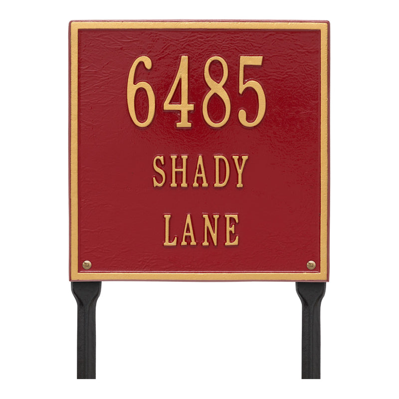 Personalized Square Plaque - Standard - Lawn - 3 line 
