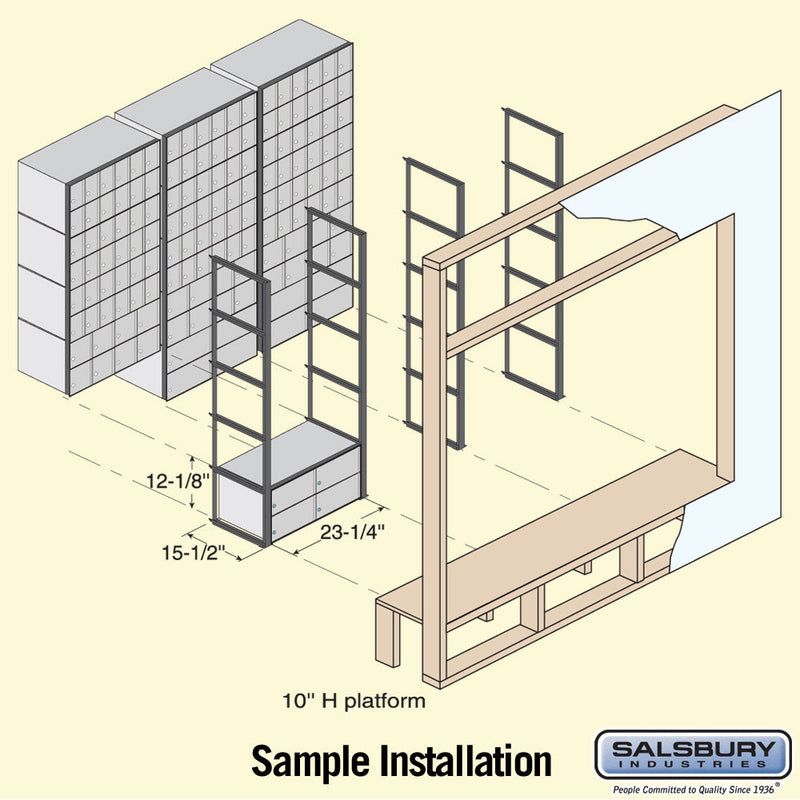 Salsbury Aluminum Mailbox - 4 Doors - Rack Ladder System