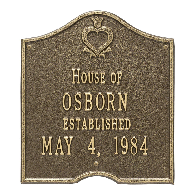 Whitehall Pennsylvania Dutch Anniversary Plaque - Standard Wall - Two Line Address Plaque 