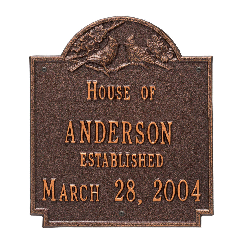 Whitehall Cardinal Wedding Plaque  - Standard Wall - Two Line Address Plaque 