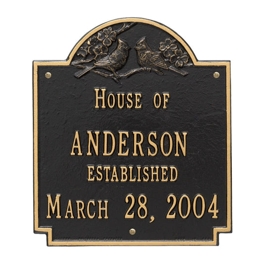 Whitehall Cardinal Wedding Plaque  - Standard Wall - Two Line Address Plaque 