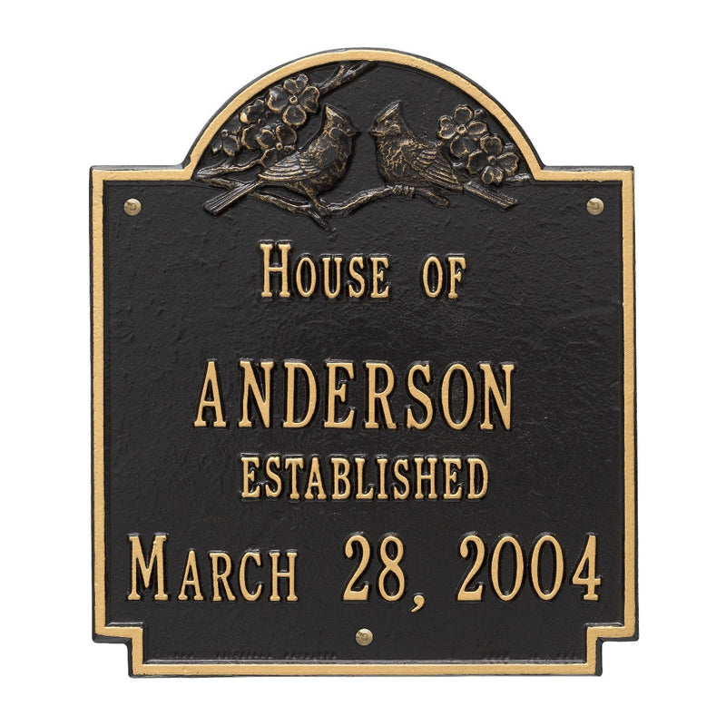 Whitehall Cardinal Wedding Plaque  - Standard Wall - Two Line Address Plaque 