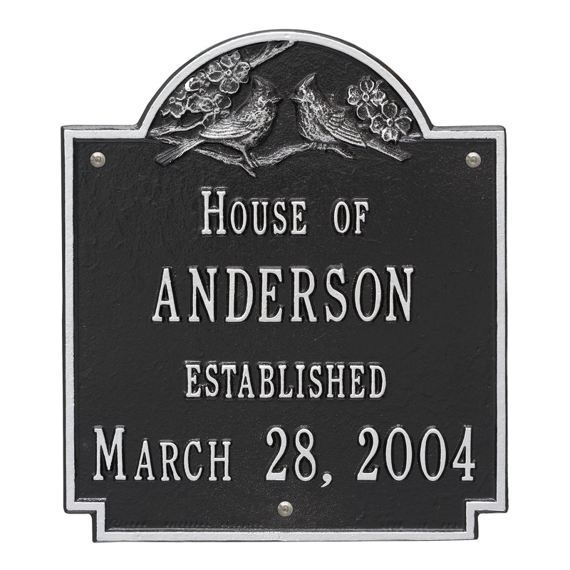 Whitehall Cardinal Wedding Plaque  - Standard Wall - Two Line Address Plaque 