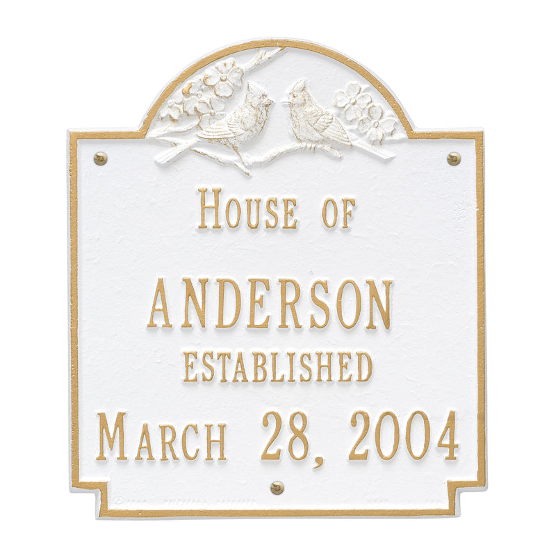Whitehall Cardinal Wedding Plaque  - Standard Wall - Two Line Address Plaque 