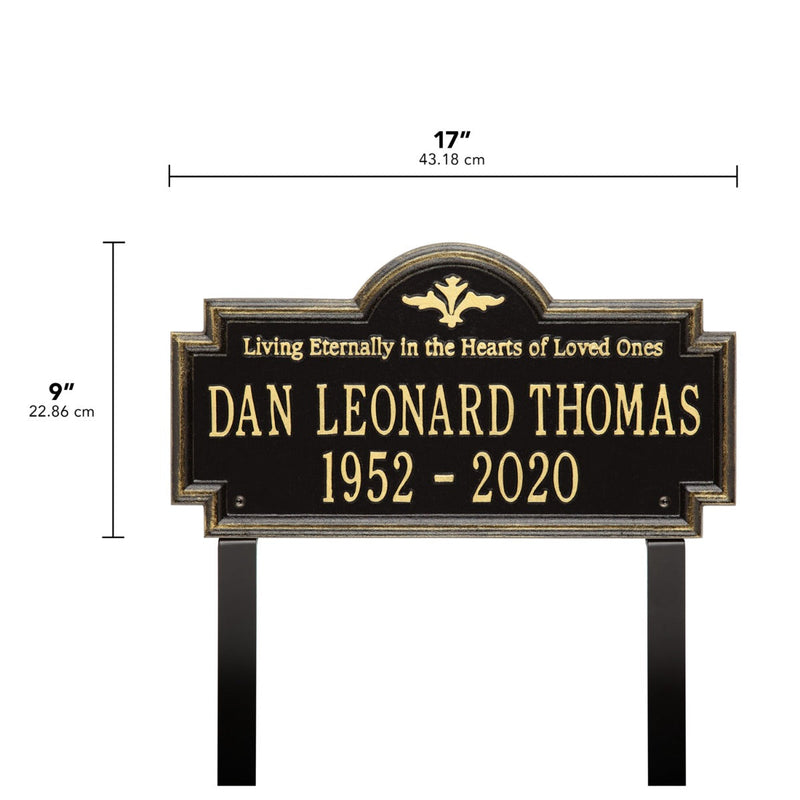 Arlington - Standard Lawn Plaque - Two Line "Living Eternally"