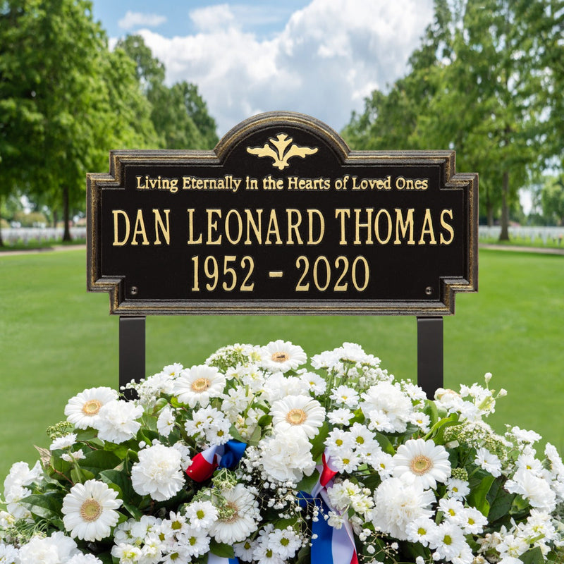 Arlington - Standard Lawn Plaque - Two Line "Living Eternally"