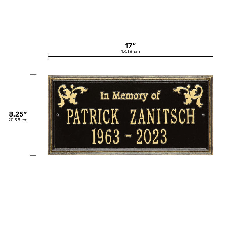 Standard Size Wilmington "In Memory of" Wall Plaque - (2 Lines)
