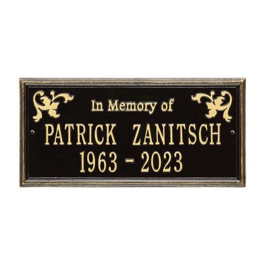 Standard Size Wilmington "In Memory of" Wall Plaque - (2 Lines)
