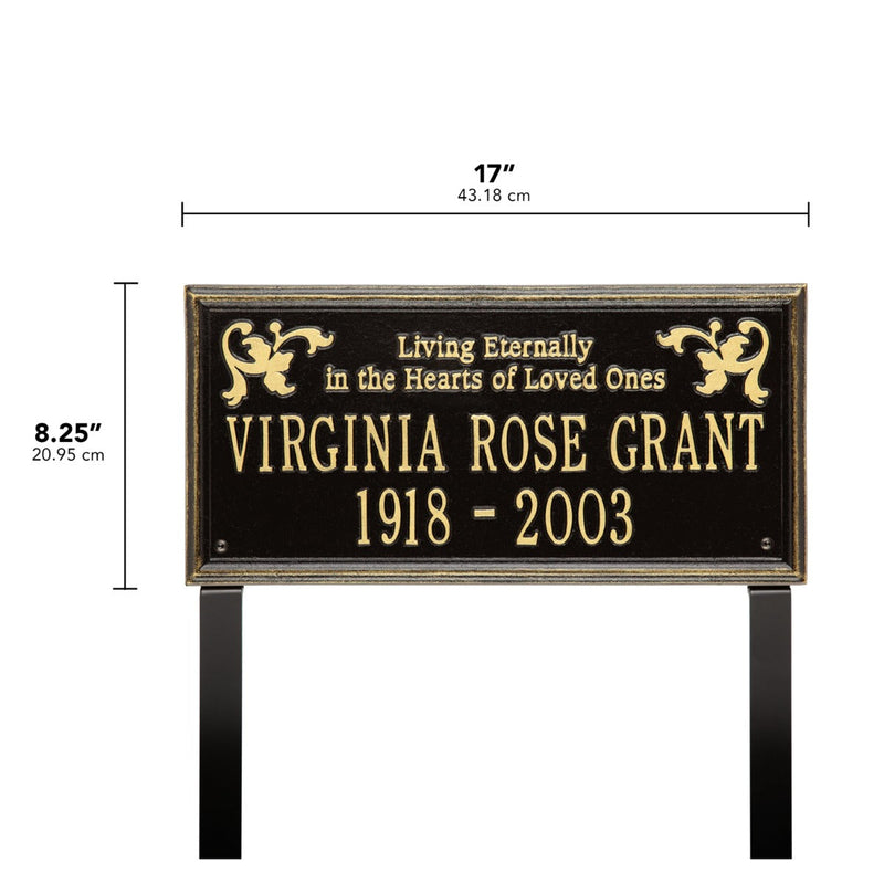 Wilmington - Standard Lawn Plaque - Two Line "Living Eternally"