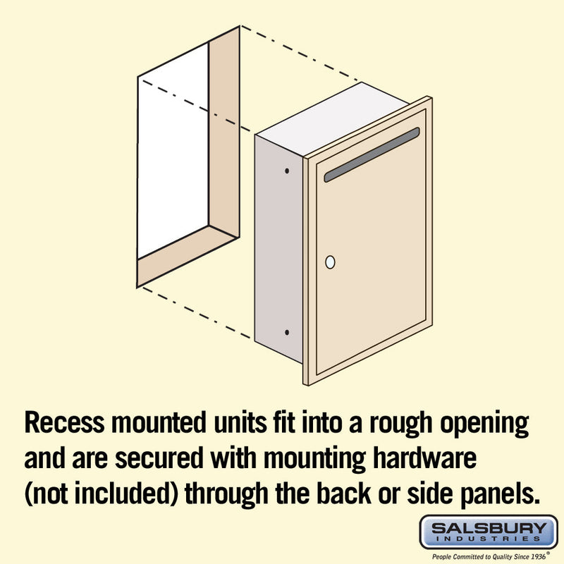 Salsbury Letter Box (Includes Commercial Lock) - Slim - Recessed Mounted Private Access