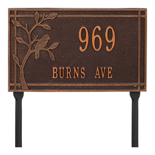 Personalized Woodridge Bird Plaque - Standard - Lawn - 2 Line 