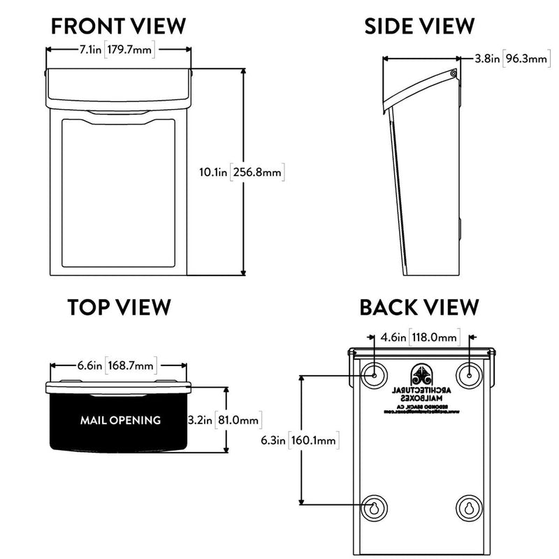 Marina Powder-Coated Steel Wall-Mount Mailbox (Choose Color)