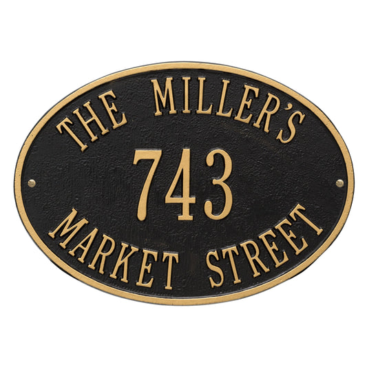 Whitehall Hawthorne Oval - Standard Wall - Three Line Address Plaque 