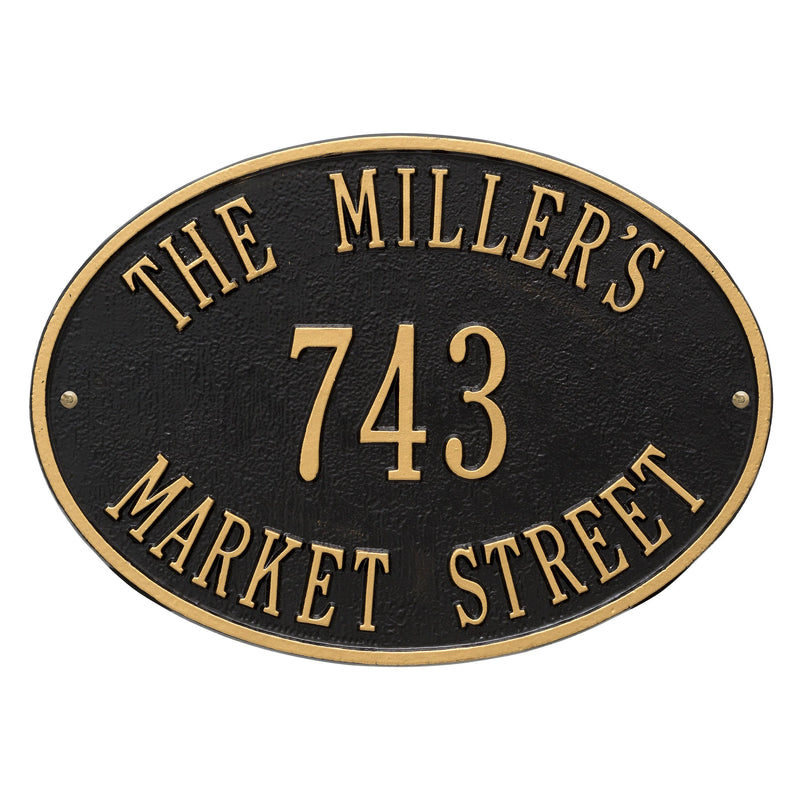 Whitehall Hawthorne Oval - Standard Wall - Three Line Address Plaque 