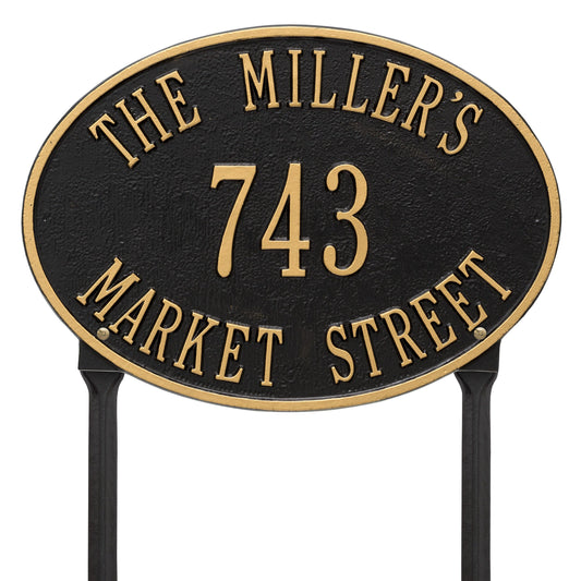 Whitehall Hawthorne Oval - Standard Lawn - Three Line Address Plaque 