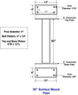 30" Standard Aluminum Surface Mount Post For Standard