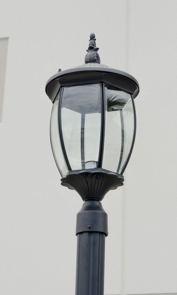 Residential Grade Courtyard Outdoor Post LED Street Light Fixture with 6.5 ft Pole and Pedestal Combo – Total Height 9.6 ft