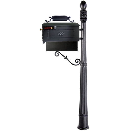 Residential Mailbox System with Fleur de Lis Mailbox and Newspaper Holder