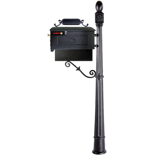 Residential Mailbox System with Fleur de Lis Mailbox and Newspaper Holder
